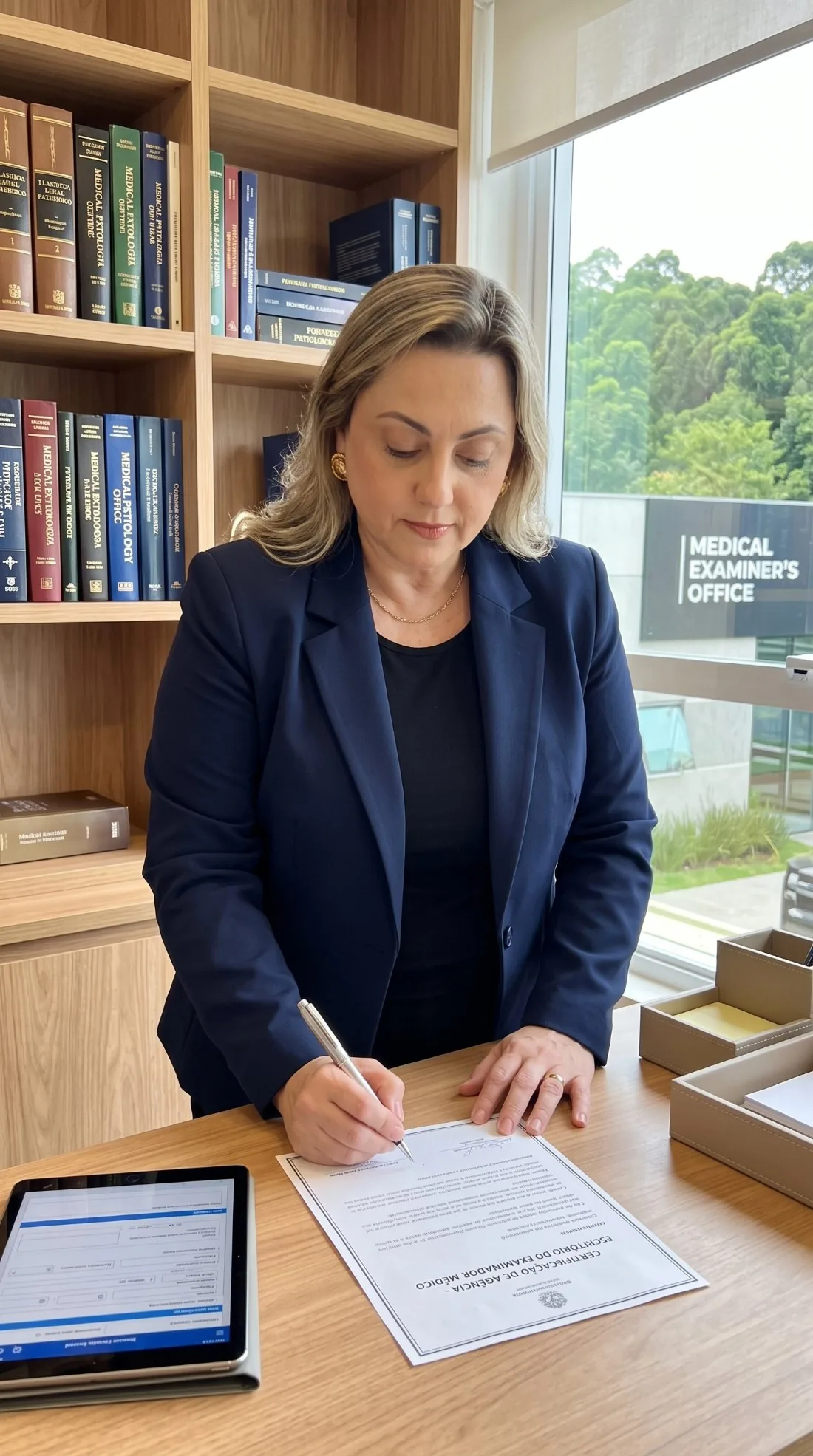 Dra. Márcia Zani, diretora médica da MZani Perícias Médicas, em seu escritório